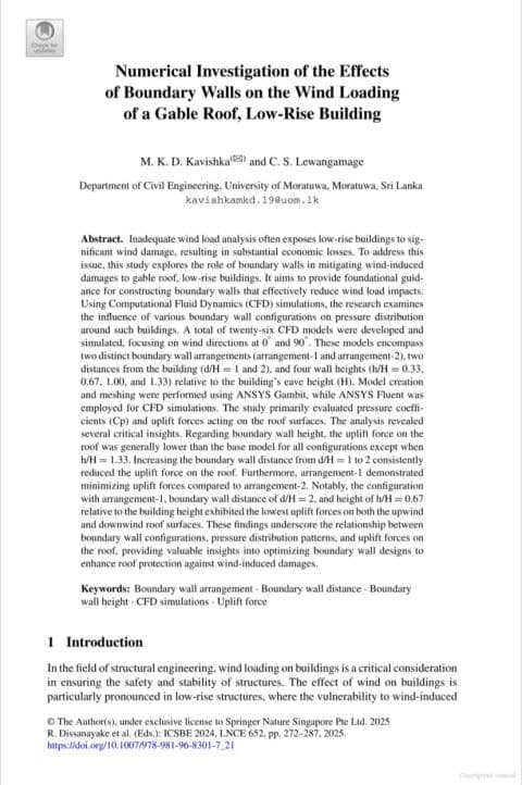 Wind Loading on Gable-Roof, Low-Rise Buildings (CFD Study)